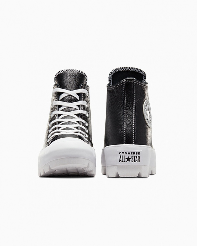 Converse Chuck Taylor All Star Lugged Skórzane Czarne Białe Białe | 735680-QET