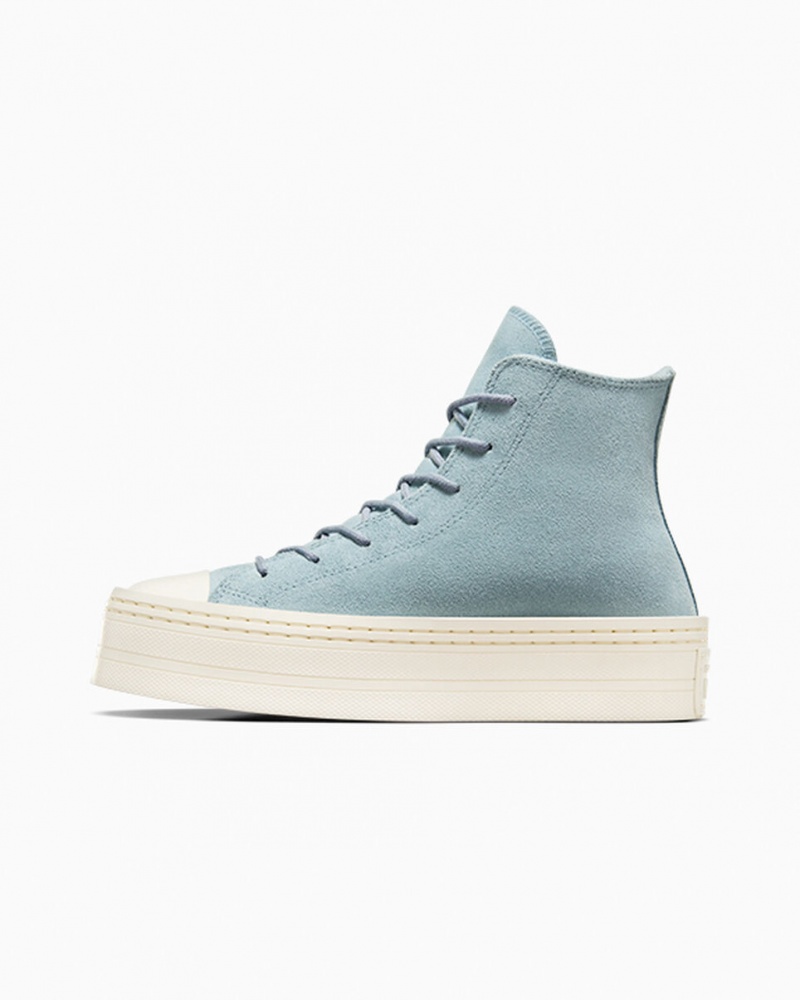 Converse Chuck Taylor All Star Modern Lift Platformie Zamszowe Niebieskie | 957281-TWM