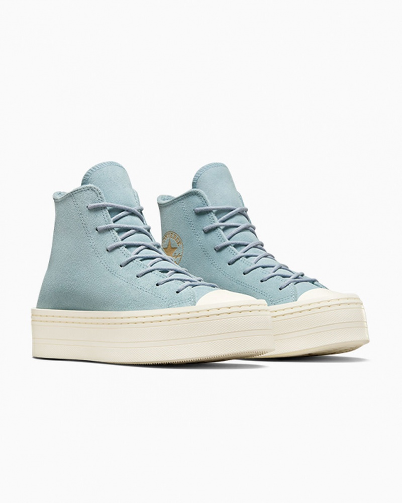 Converse Chuck Taylor All Star Modern Lift Platformie Zamszowe Niebieskie | 957281-TWM