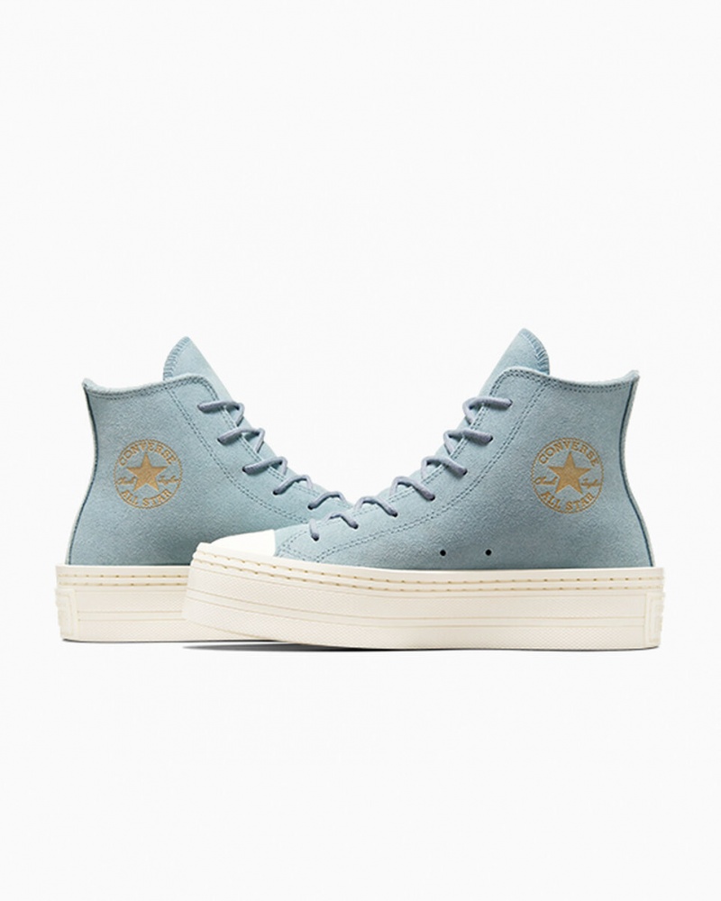 Converse Chuck Taylor All Star Modern Lift Platformie Zamszowe Niebieskie | 957281-TWM