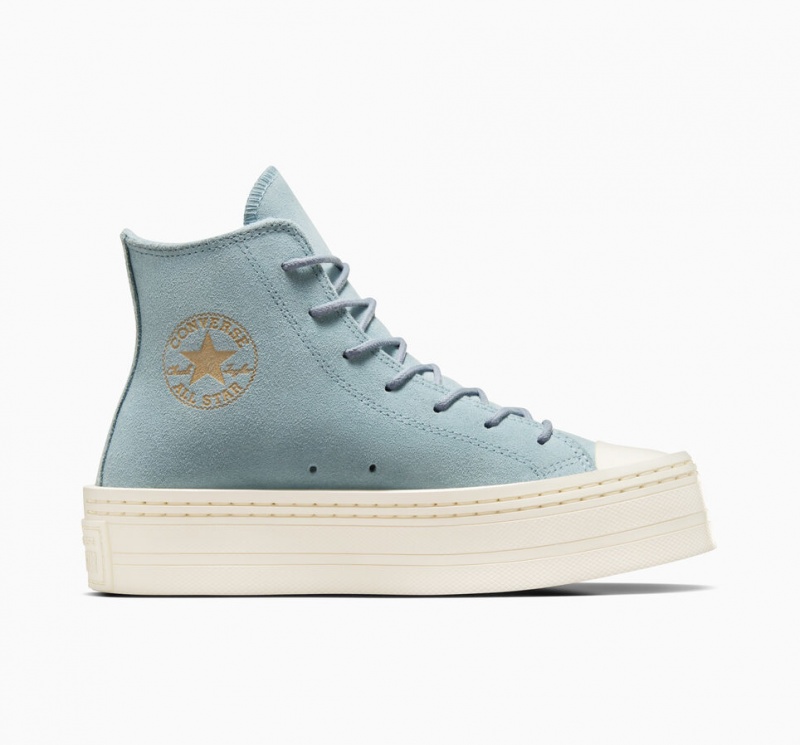 Converse Chuck Taylor All Star Modern Lift Platformie Zamszowe Niebieskie | 957281-TWM