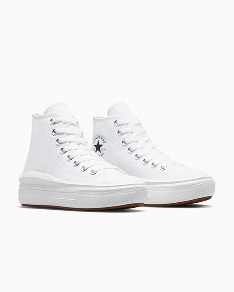 Converse Chuck Taylor All Star Move Platformie Białe Czarne | 124689-FHK