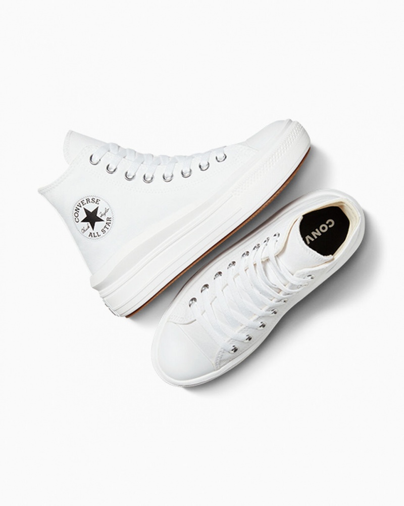 Converse Chuck Taylor All Star Move Platformie Białe Czarne | 124689-FHK