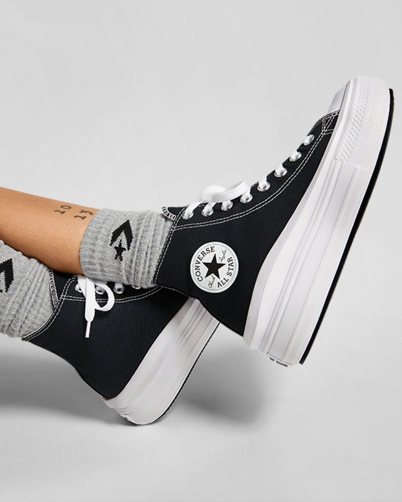 Converse Chuck Taylor All Star Move Platformie Czarne Białe | 924756-DQM