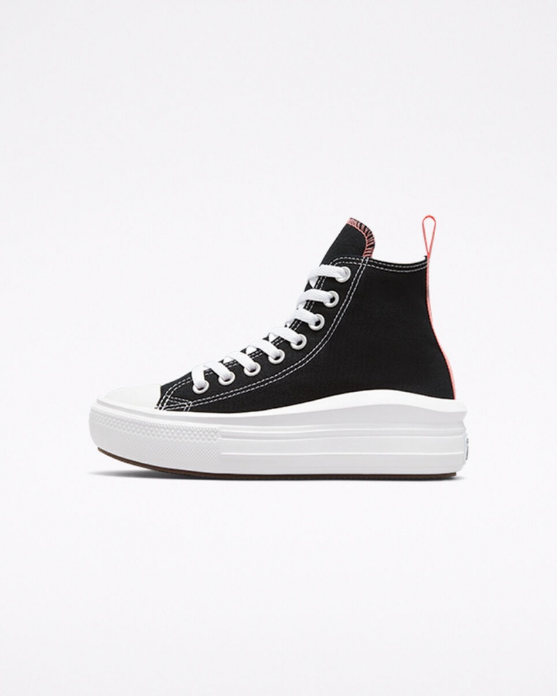 Converse Chuck Taylor All Star Move Platformie Czarne Różowe Białe | 314097-JSF