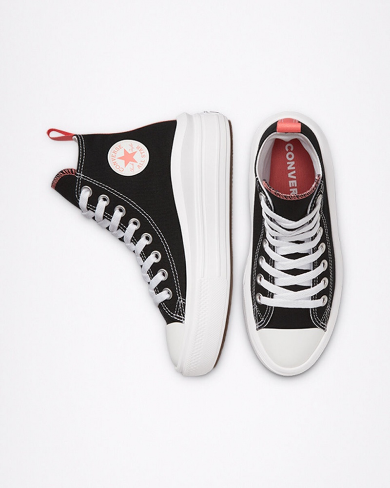 Converse Chuck Taylor All Star Move Platformie Czarne Różowe Białe | 314097-JSF