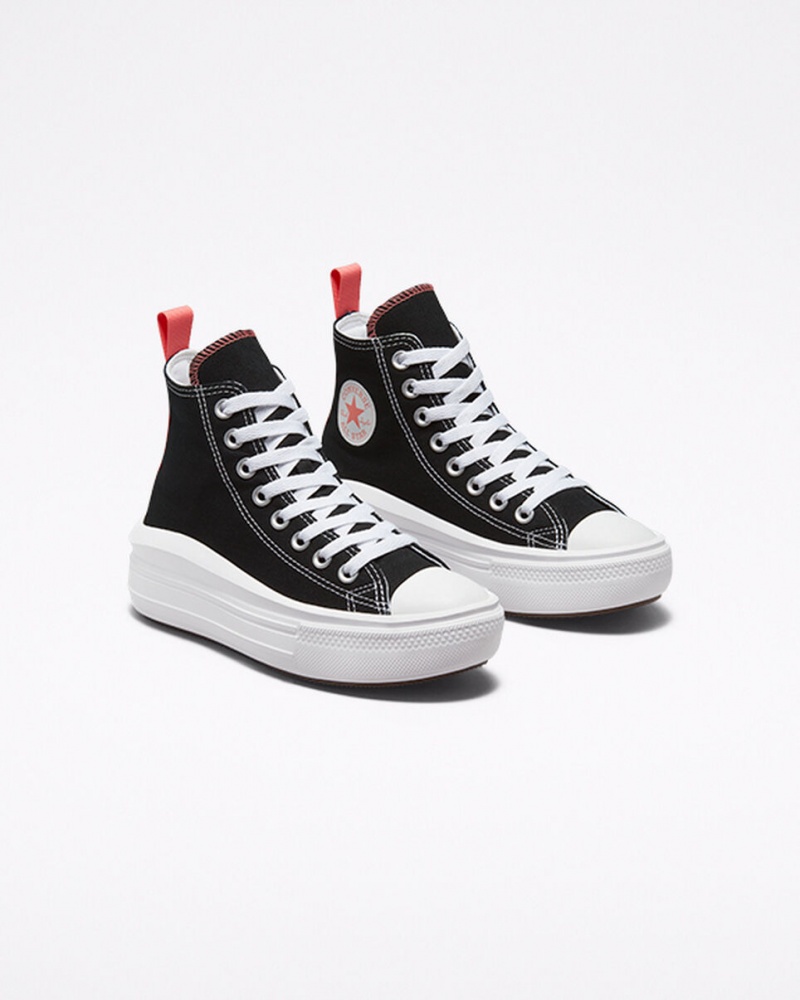 Converse Chuck Taylor All Star Move Platformie Czarne Różowe Białe | 314097-JSF