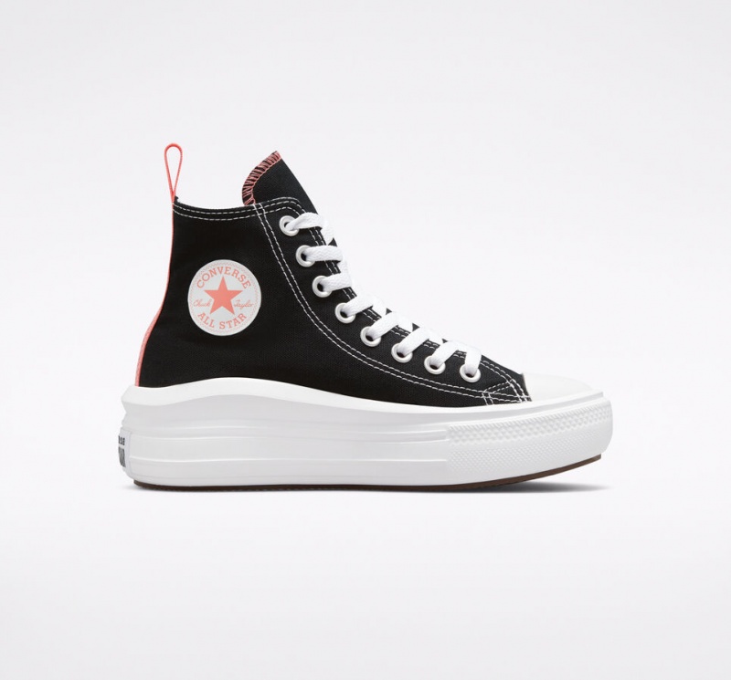 Converse Chuck Taylor All Star Move Platformie Czarne Różowe Białe | 314097-JSF