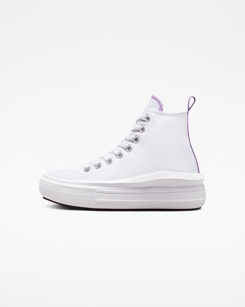 Converse Chuck Taylor All Star Move Platformie Białe Fioletowe Białe | 271396-NUY