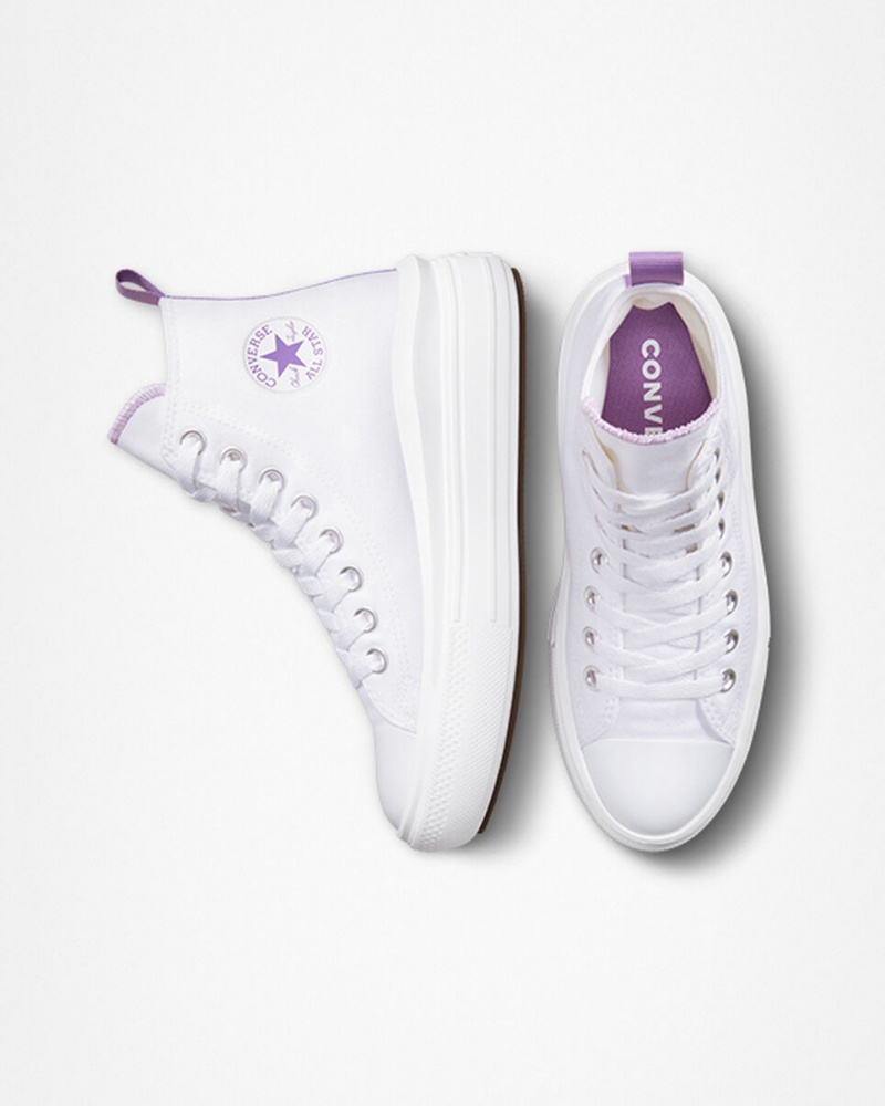 Converse Chuck Taylor All Star Move Platformie Białe Fioletowe Białe | 271396-NUY