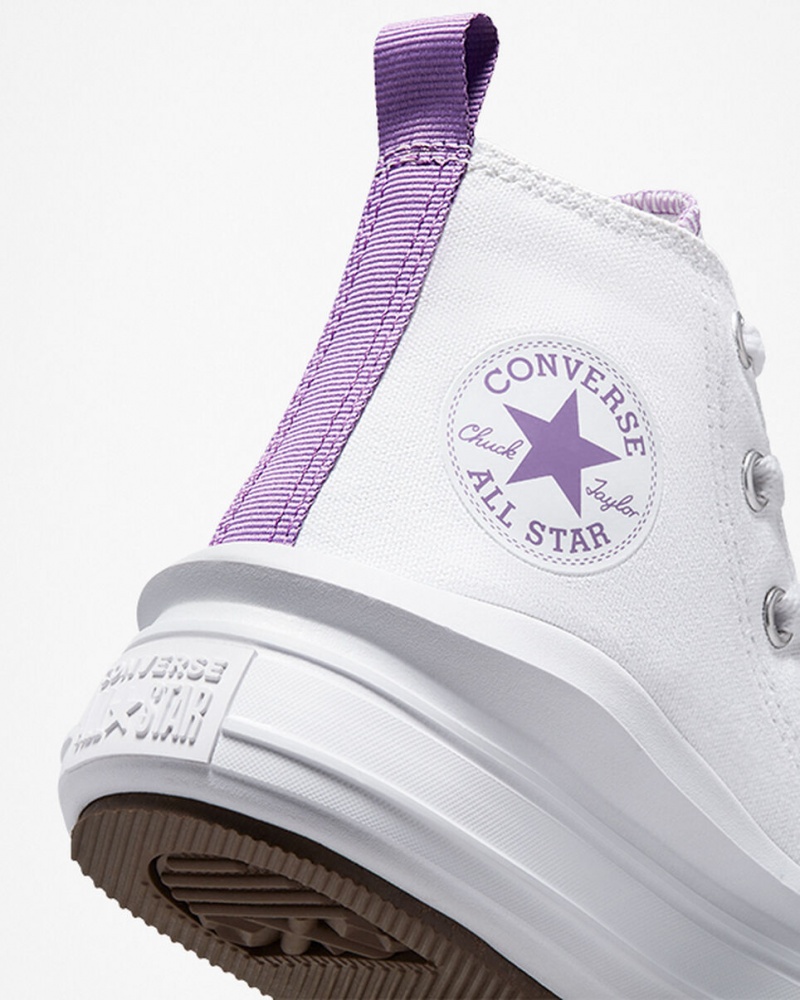 Converse Chuck Taylor All Star Move Platformie Białe Fioletowe Białe | 637410-IRN