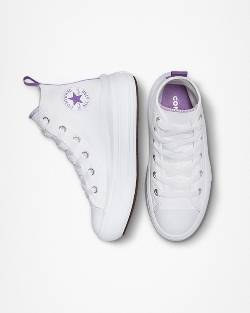 Converse Chuck Taylor All Star Move Platformie Białe Fioletowe Białe | 637410-IRN