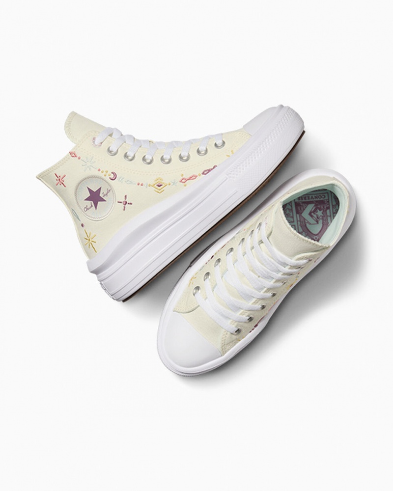 Converse Chuck Taylor All Star Move Platformie Alchemy Embroidery Białe | 641079-UZV