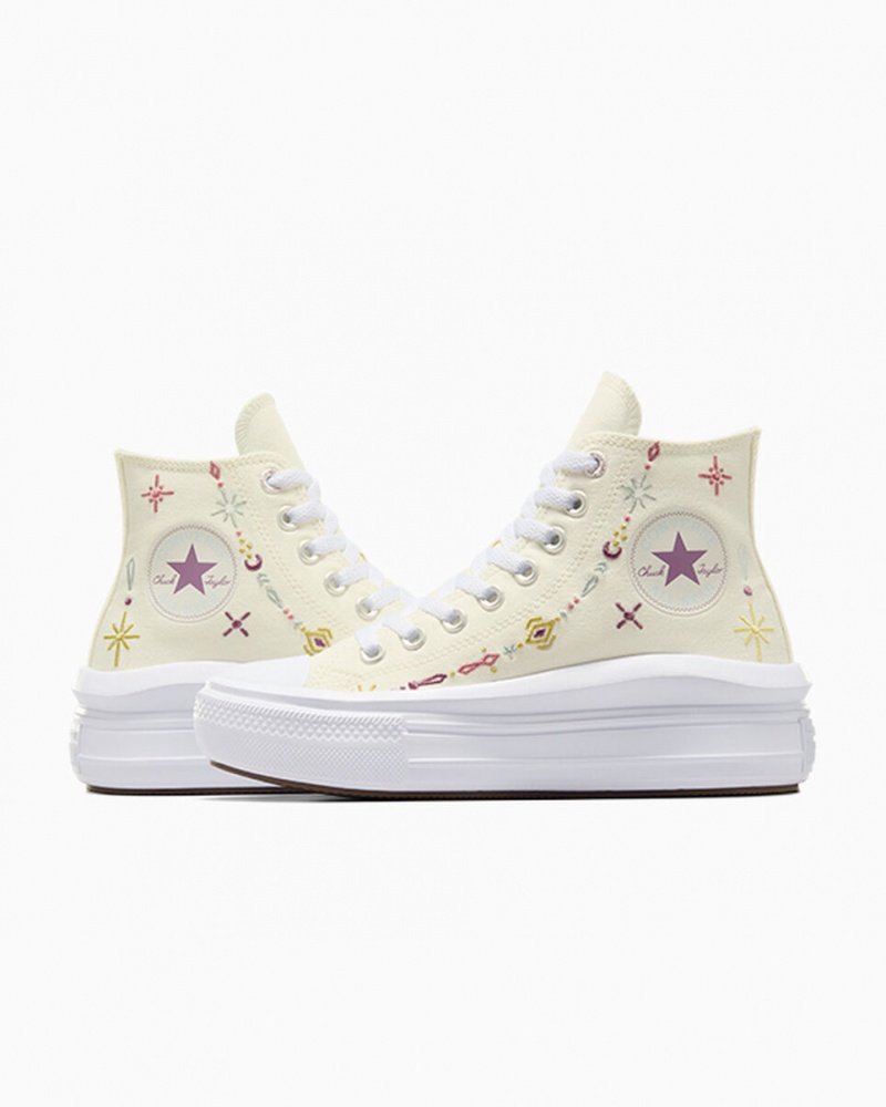 Converse Chuck Taylor All Star Move Platformie Alchemy Embroidery Białe | 641079-UZV