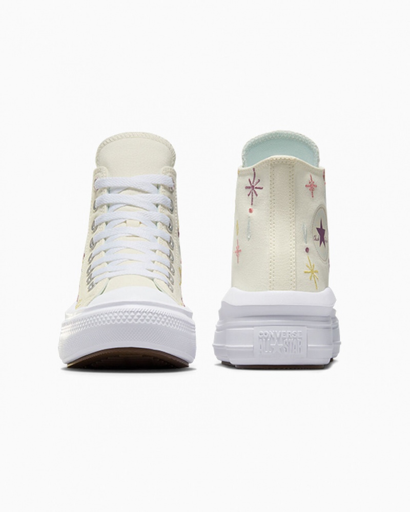 Converse Chuck Taylor All Star Move Platformie Alchemy Embroidery Białe | 641079-UZV