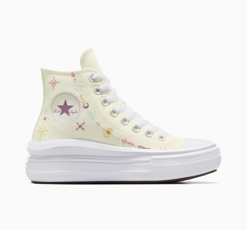 Converse Chuck Taylor All Star Move Platformie Alchemy Embroidery Białe | 641079-UZV