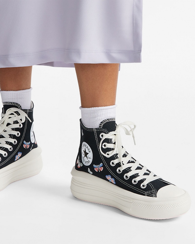 Converse Chuck Taylor All Star Move Platformie Butterfly Wings Czarne Różowe | 721630-ESI