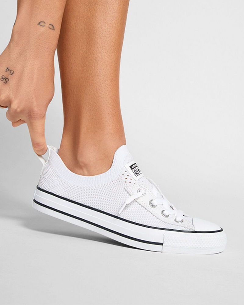 Converse Chuck Taylor All Star Shoreline Knit Slip Białe Czarne Białe | 214890-HNW