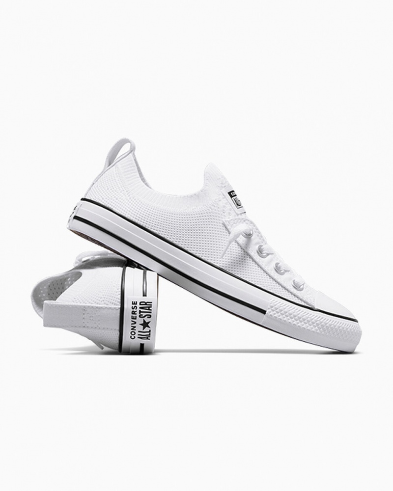 Converse Chuck Taylor All Star Shoreline Knit Slip Białe Czarne Białe | 214890-HNW