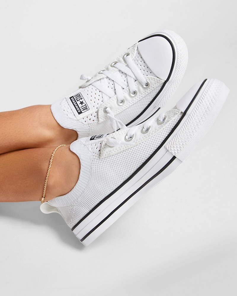 Converse Chuck Taylor All Star Shoreline Knit Slip Białe Czarne Białe | 214890-HNW