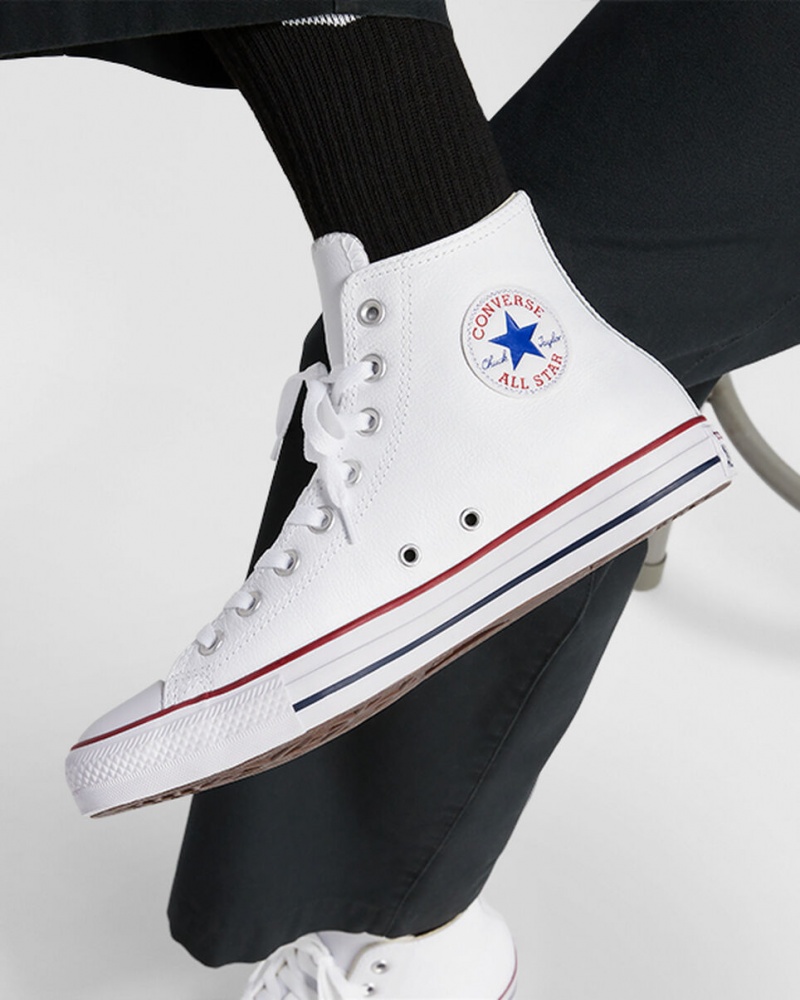 Converse Chuck Taylor All Star Skórzane Białe | 678542-AJB