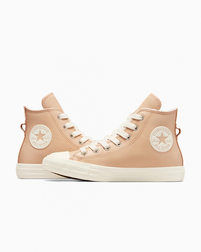 Converse Chuck Taylor All Star Skórzane Faux Fur Lining Epic Dune / Egret / Egret | 746381-UBL