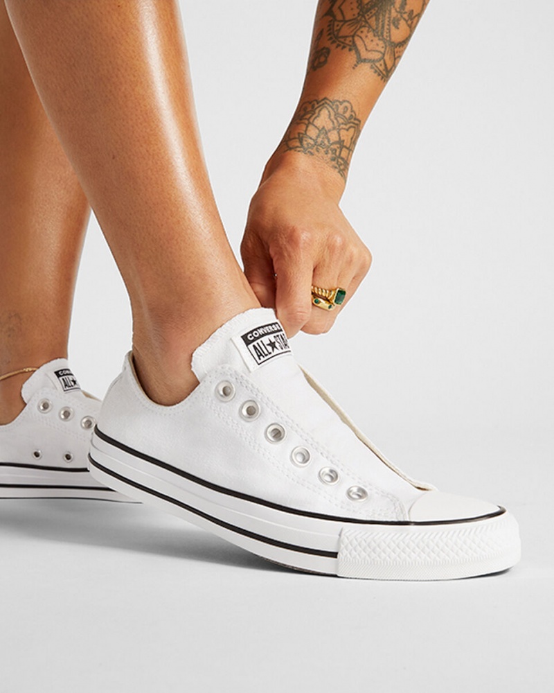 Converse Chuck Taylor All Star Slip Białe Czarne Białe | 742890-PSK