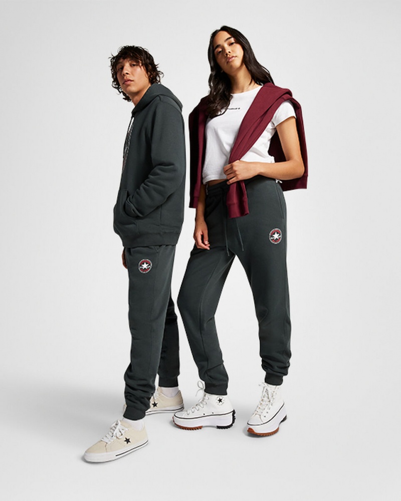 Converse Converse Go-To All Star Patch Standard-Fit Fleece Sweatpants Zielone | 927104-YRC