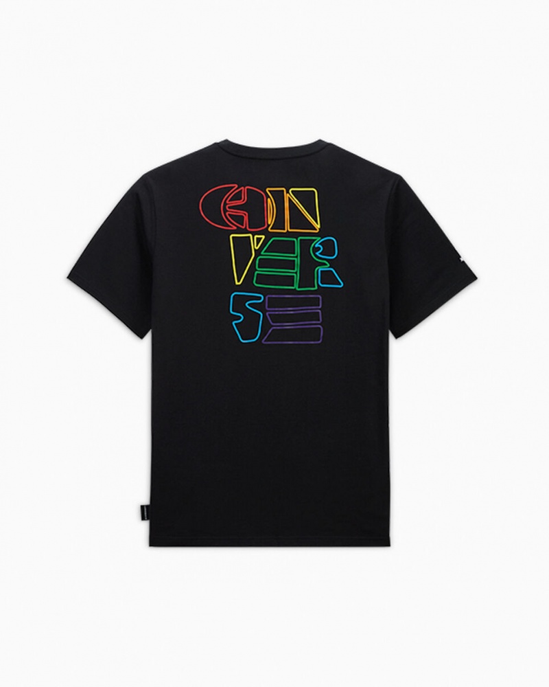 Converse Converse Go-To All Star Pride Deconstructed Grafiką T-Shirt Czarne | 981547-WJF