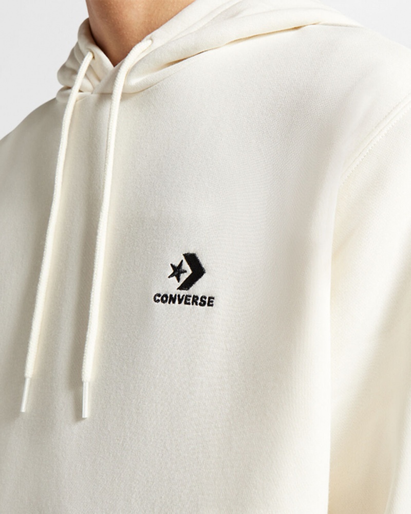 Converse Converse Go-To Embroidered Star Chevron Standard-Fit Fleece Hoodie Egret | 079581-JZC