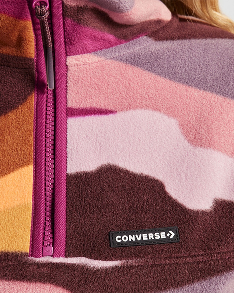 Converse Counter Climate Polar Fleece Abstract Half-Zip Popover Phantom Violet Multi | 071635-SGU