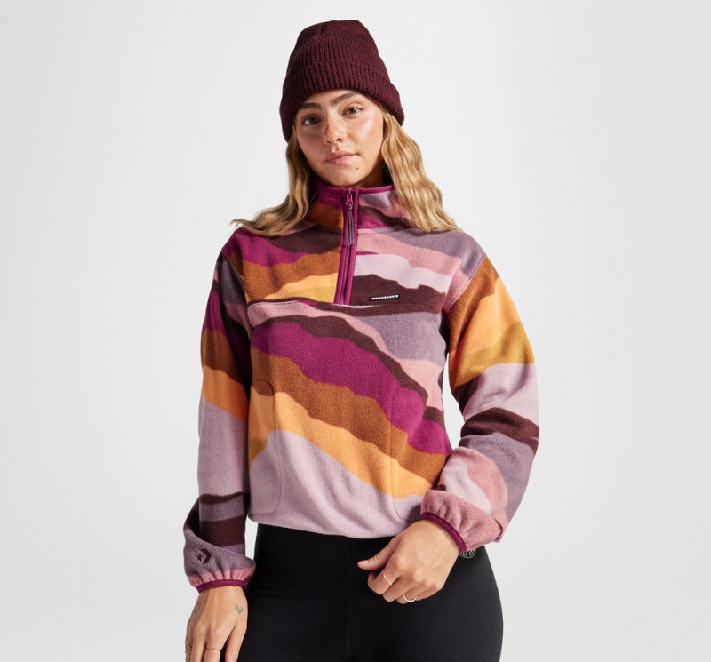 Converse Counter Climate Polar Fleece Abstract Half-Zip Popover Phantom Violet Multi | 071635-SGU