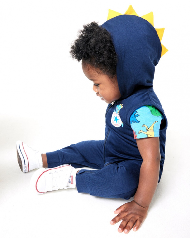 Converse Dino Explorer Zakapturzony Coverall & Bodysuit Set Granatowe | 316280-RIG