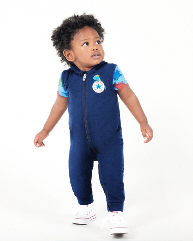 Converse Dino Explorer Zakapturzony Coverall & Bodysuit Set Granatowe | 316280-RIG