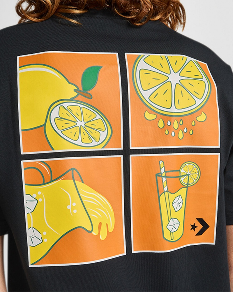 Converse How-To Lemonade T-Shirt Czarne | 371246-QPV