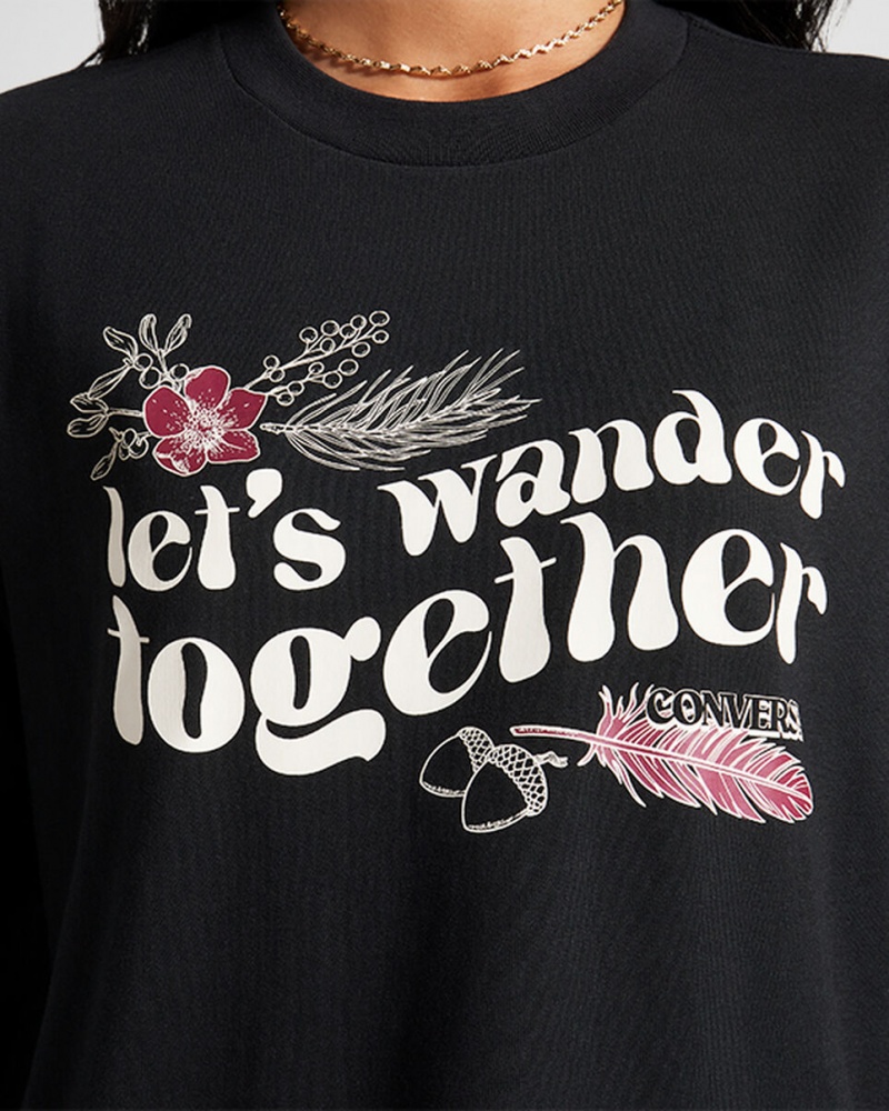 Converse Let's Wander Together Long Sleeve T-Shirt Czarne | 109763-JDN