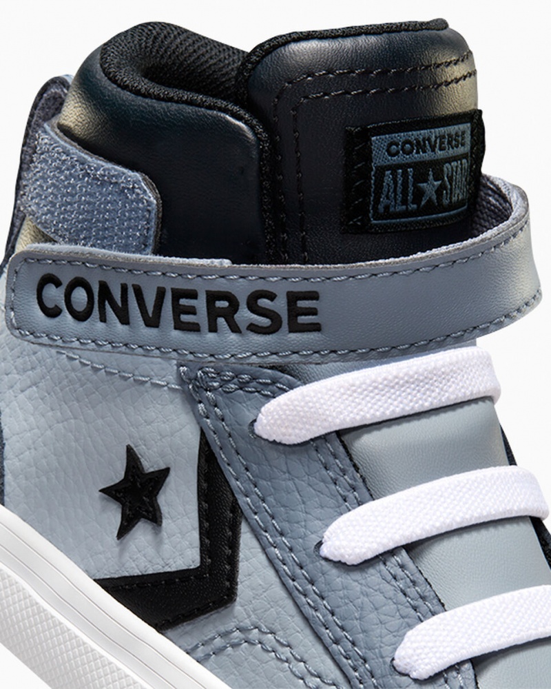 Converse Pro Blaze Paskiem Skórzane Srebrne Czarne Białe | 273901-KJB