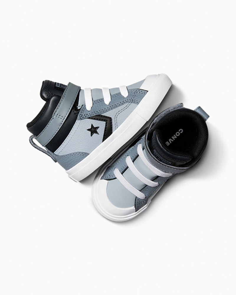 Converse Pro Blaze Paskiem Skórzane Srebrne Czarne Białe | 273901-KJB