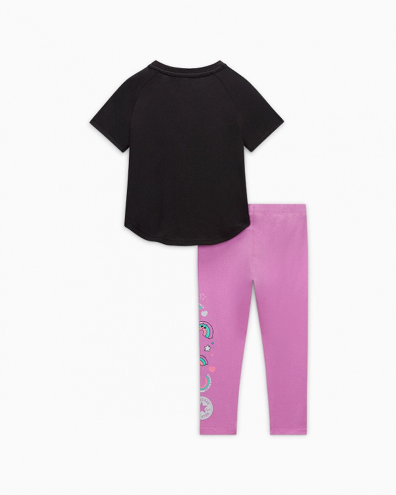 Converse Rainbow Floral T-Shirt & Leggings Set Grape Fizz | 076519-OMP