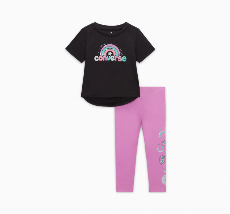 Converse Rainbow Floral T-Shirt & Leggings Set Grape Fizz | 076519-OMP