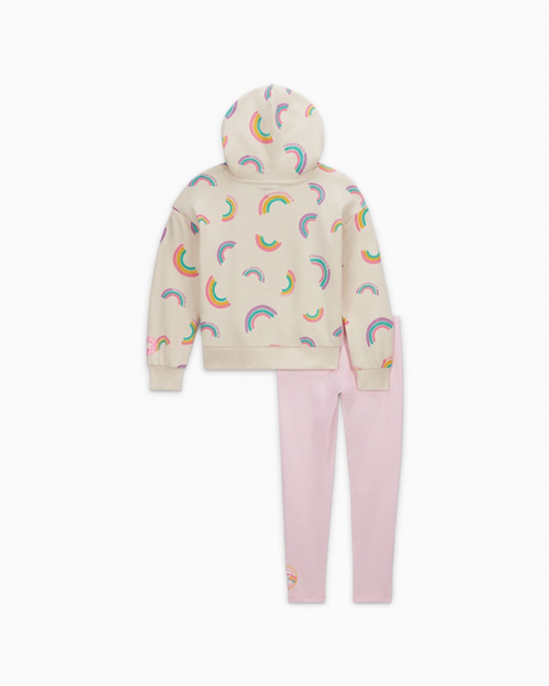 Converse Rainbow Hoodie & Leggings Set Różowe | 603147-JPK