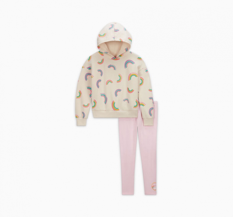 Converse Rainbow Hoodie & Leggings Set Różowe | 603147-JPK