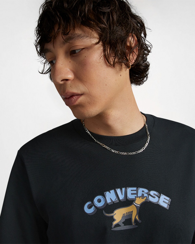 Converse Recreation Department Grafiką T-Shirt Czarne | 923415-FGK