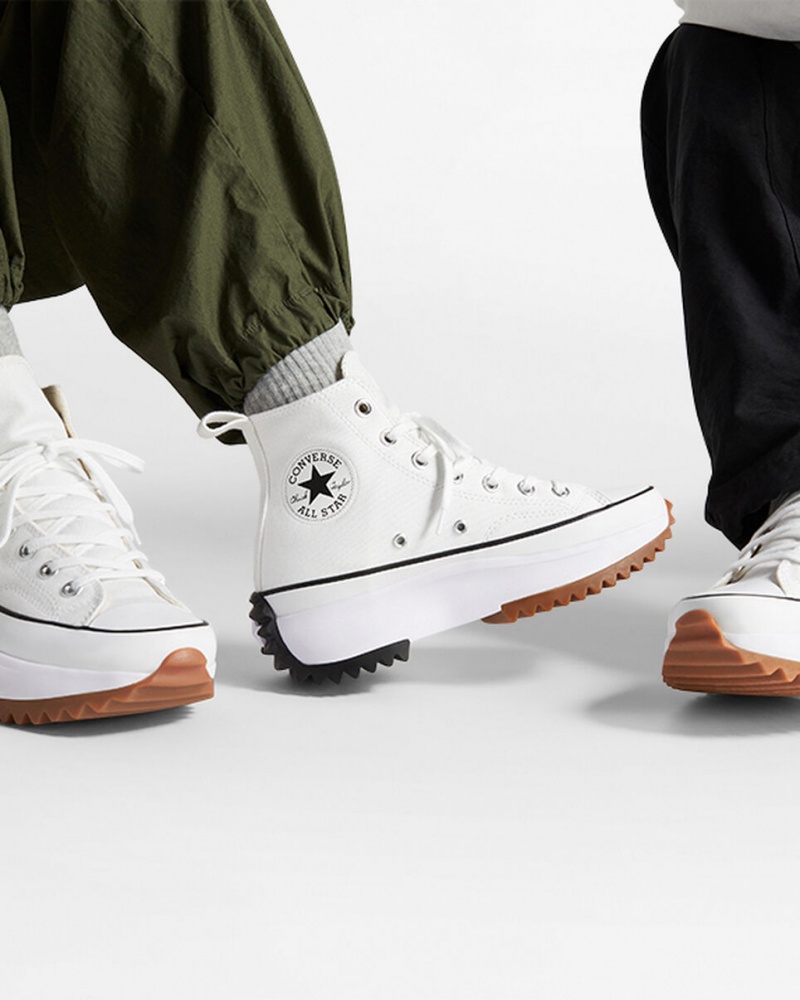 Converse Run Star Hike Platformie Białe Czarne | 648597-AZS