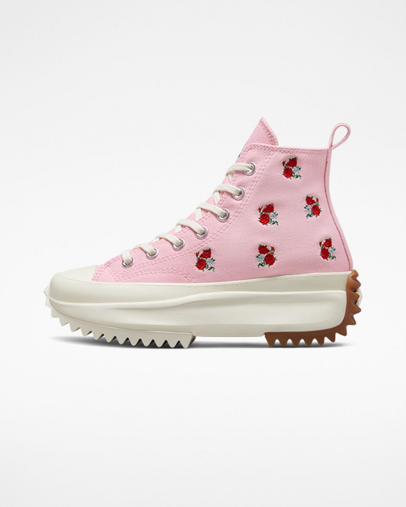 Converse Run Star Hike Platformie Embroidered Floral Różowe Czerwone | 759403-IPL