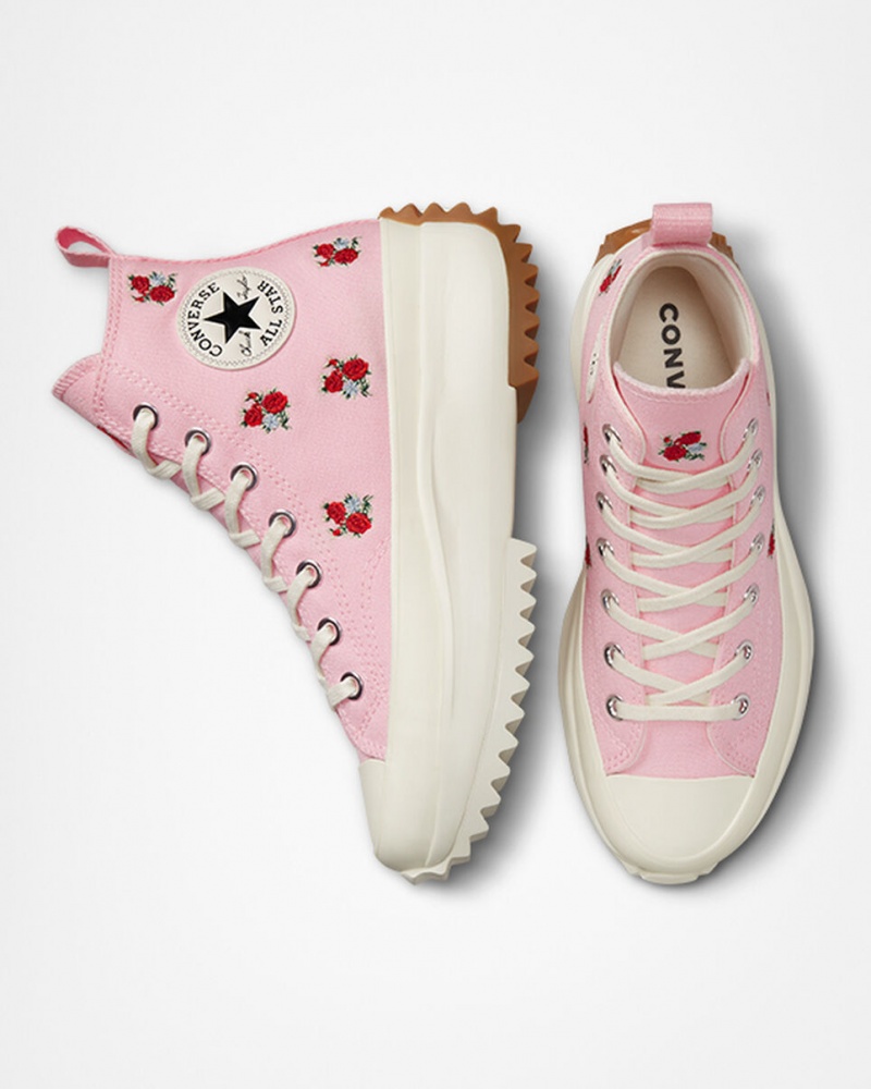 Converse Run Star Hike Platformie Embroidered Floral Różowe Czerwone | 759403-IPL