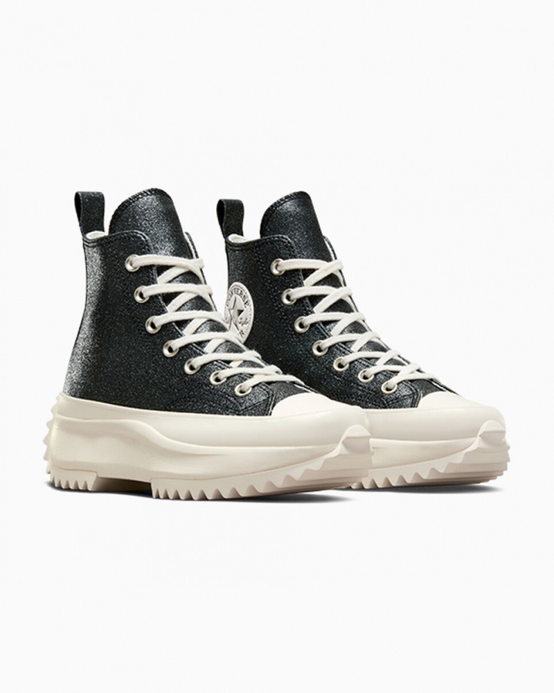 Converse Run Star Hike Platformie Glitter Czarne | 105734-POA