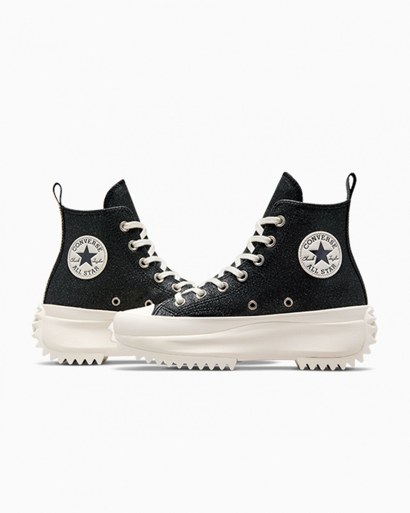 Converse Run Star Hike Platformie Glitter Czarne | 105734-POA