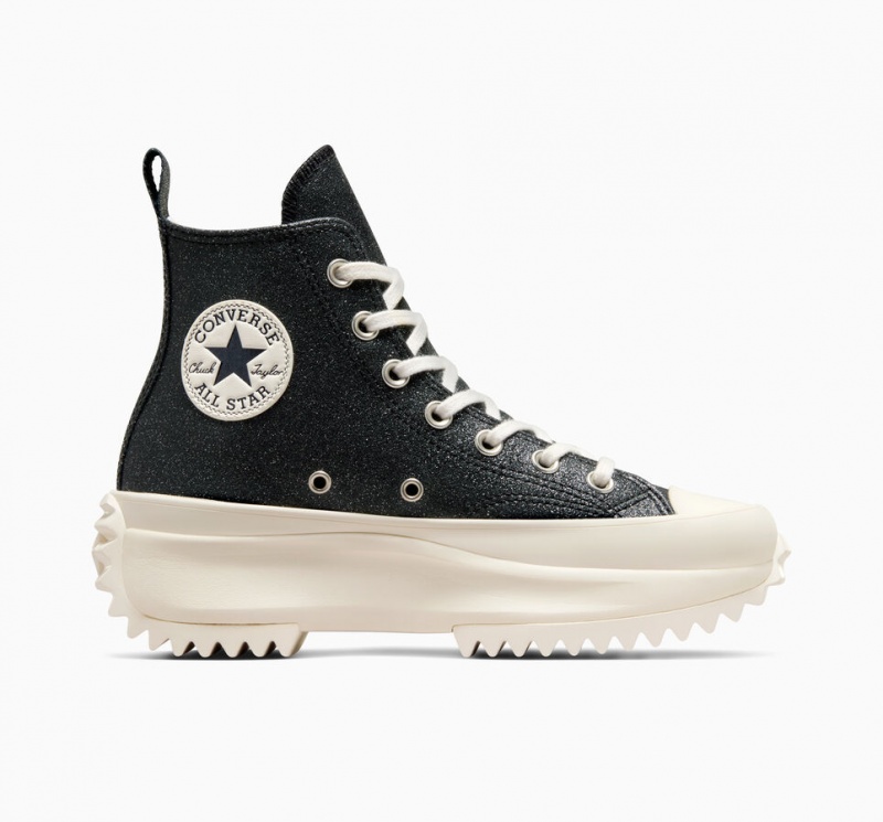 Converse Run Star Hike Platformie Glitter Czarne | 105734-POA