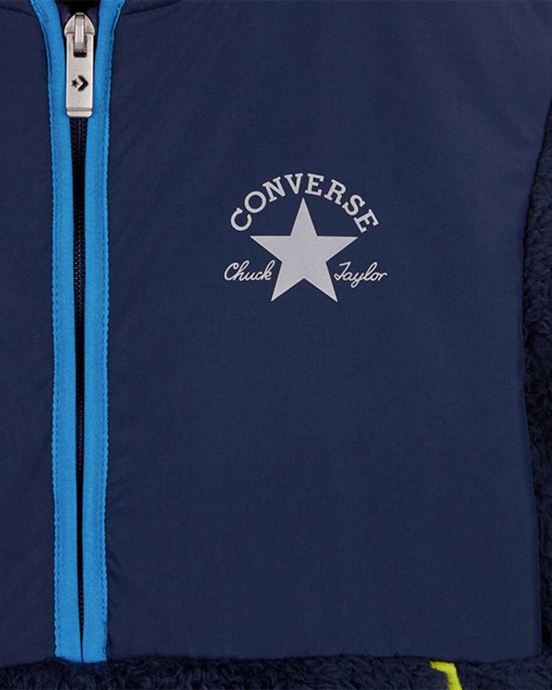 Converse Sherpa Half Zip Jacket Granatowe | 894705-BDS